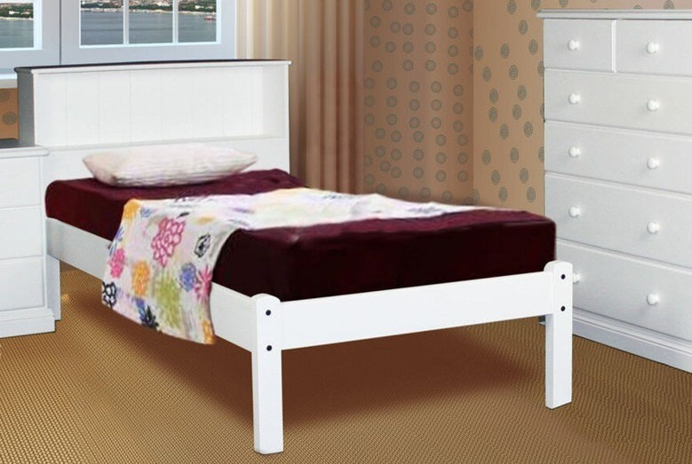 SINGLE (AUSSIE MADE) BOOKEND DELUXE BED - WHITE, ANTIQUE WHITE, WHITEWASH & BRUSHED COLOUR OPTIONS