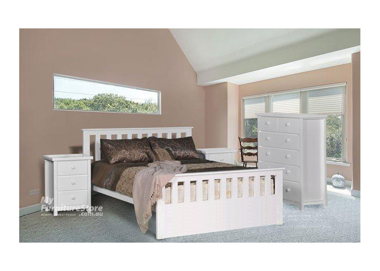 CRONULLA/FEDERATION KING (AUSSIE MADE) 4 PIECE (TALLBOY) BEDROOM SUITE WITH PANEL BED - ASSORTED COLOURS