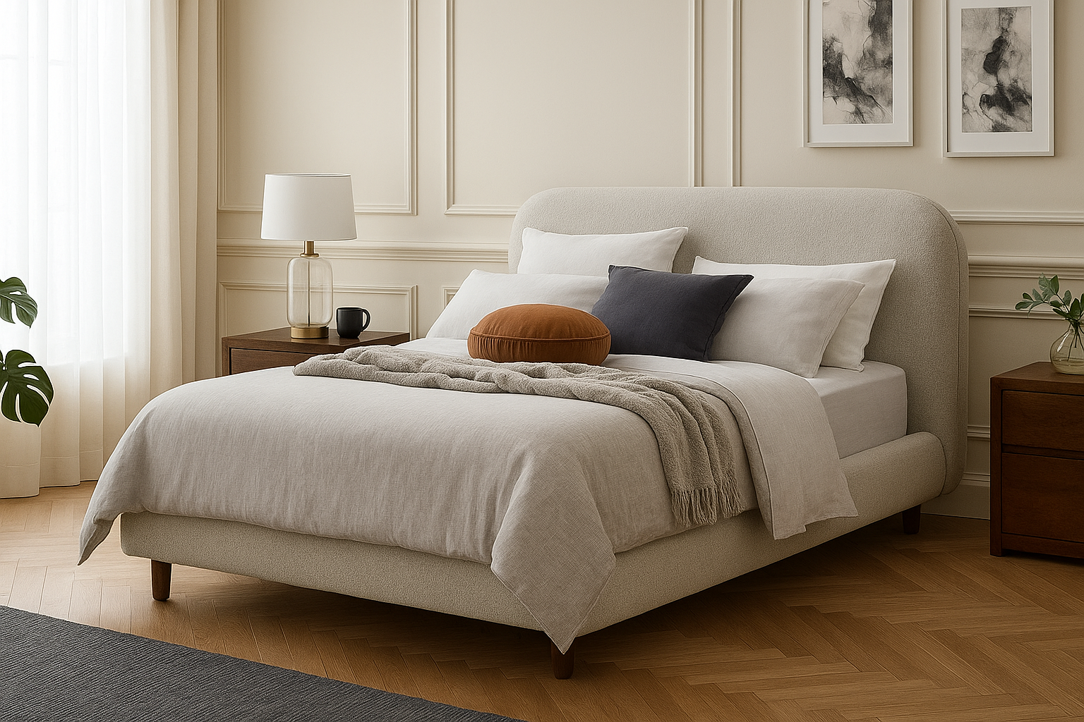 NAPLES (AUSSIE MADE) UPHOLSTERED BEDROOM COLLECTION - ASSORTED FABRICS AND COLOURS - STARTING FROM $699