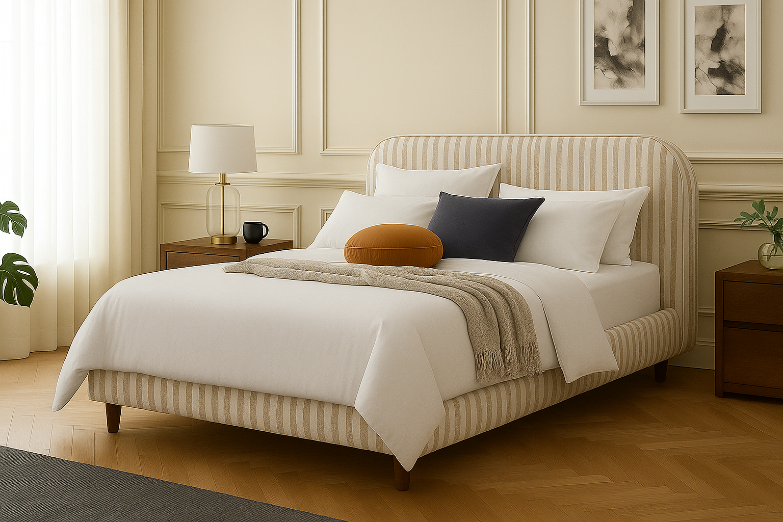 NAPLES (AUSSIE MADE) UPHOLSTERED BEDROOM COLLECTION - ASSORTED FABRICS AND COLOURS - STARTING FROM $699