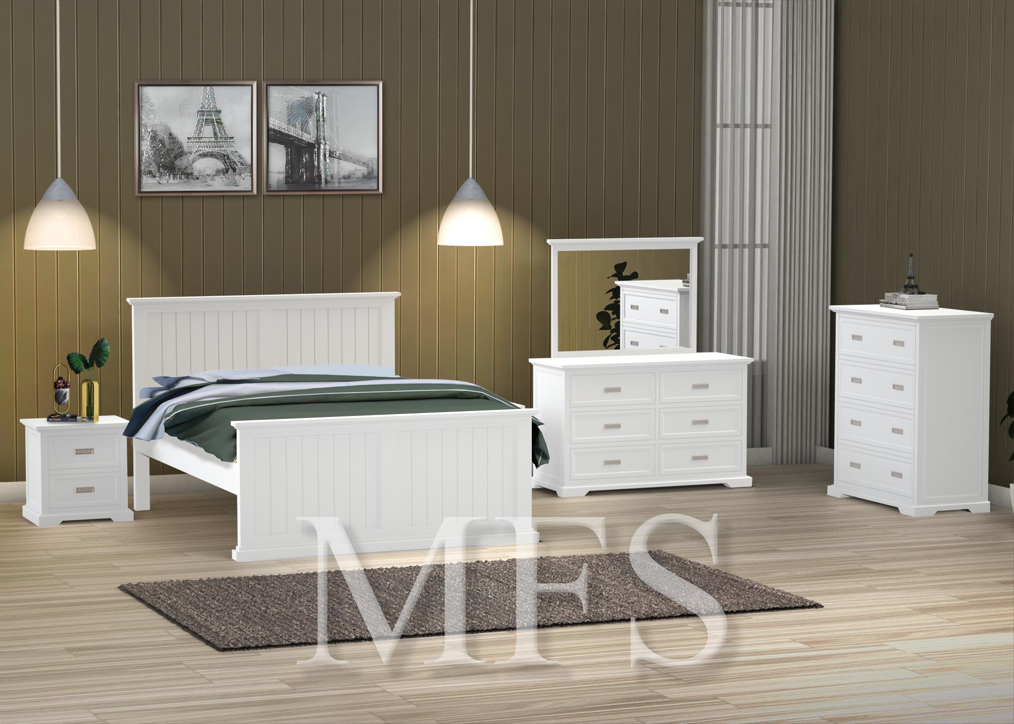 KING HAMPTON (CUSTOM MADE) 3 PIECE (BEDSIDE) BEDROOM SUITE - ASSORTED COLOURS