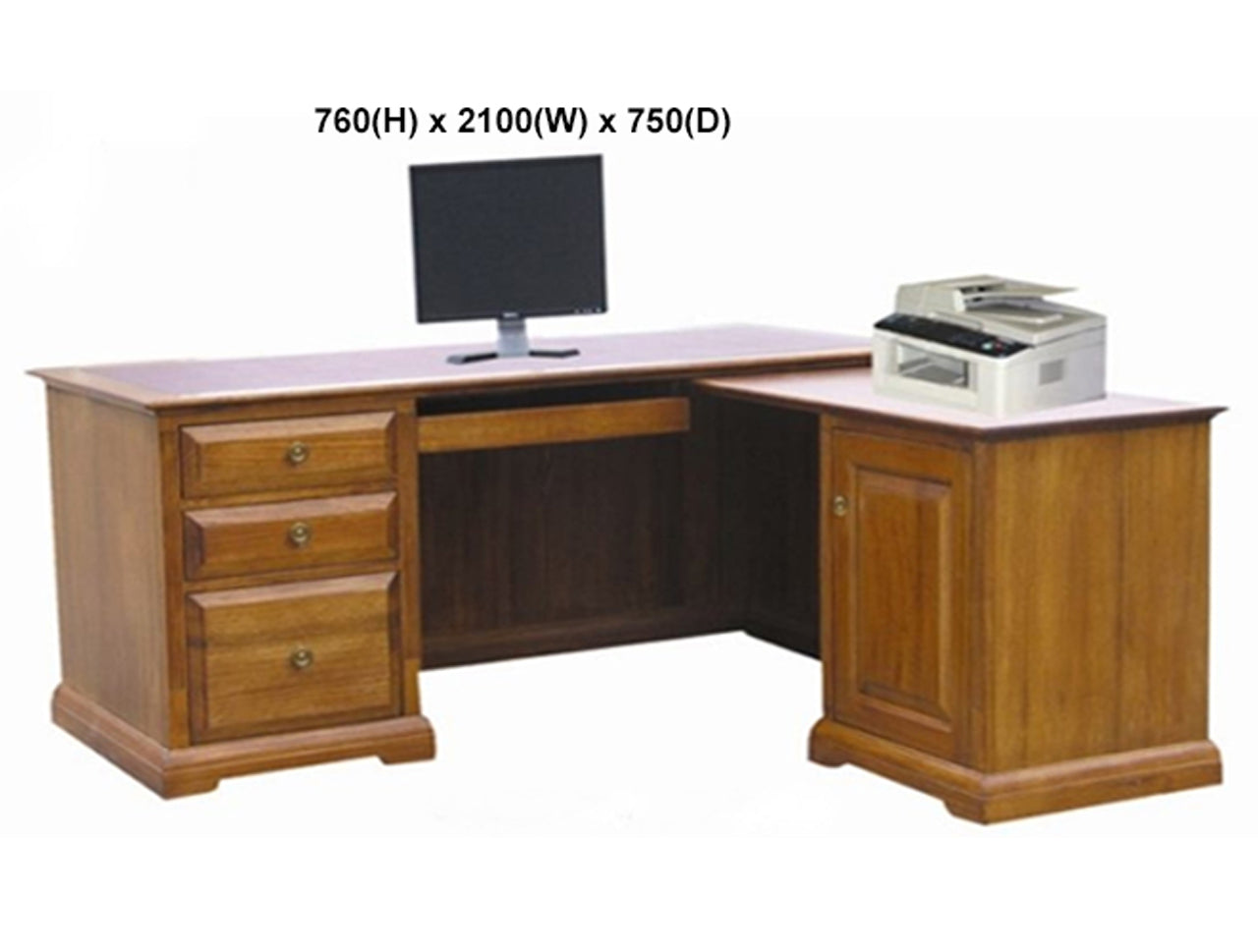 CHURACHS (AUSSIE MADE) CORNER COMPUTER DESK WITH KEYBOARD SLIDE COLLECTION - ASSORTED STAINED COLOURS - STARTING FROM $1599