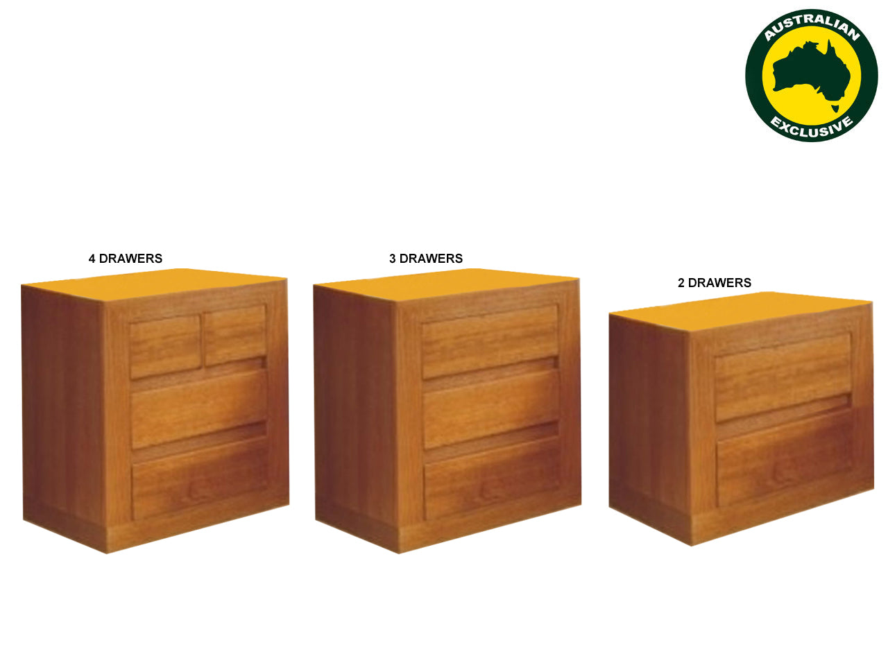 CLAREMONT (AUSSIE MADE) BEDSIDE TABLE COLLECTION - TASSIE OAK COMBINATION - ASSORTED STAINED COLOURS - STARTING FROM $799
