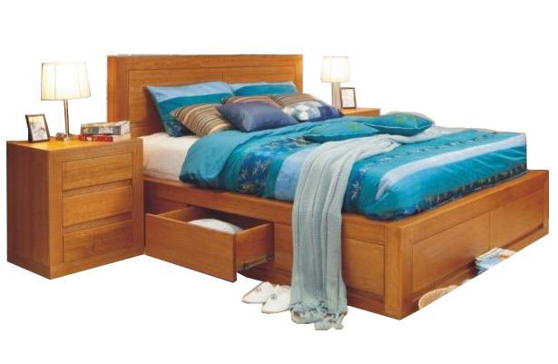 CLAREMONT / MORGAN DELUXE (AUSSIE MADE) KING 3 PIECE (BEDSIDE) BEDROOM SUITE WITH 4 UNDER BED DRAWERS - ASSORTED COLOURS