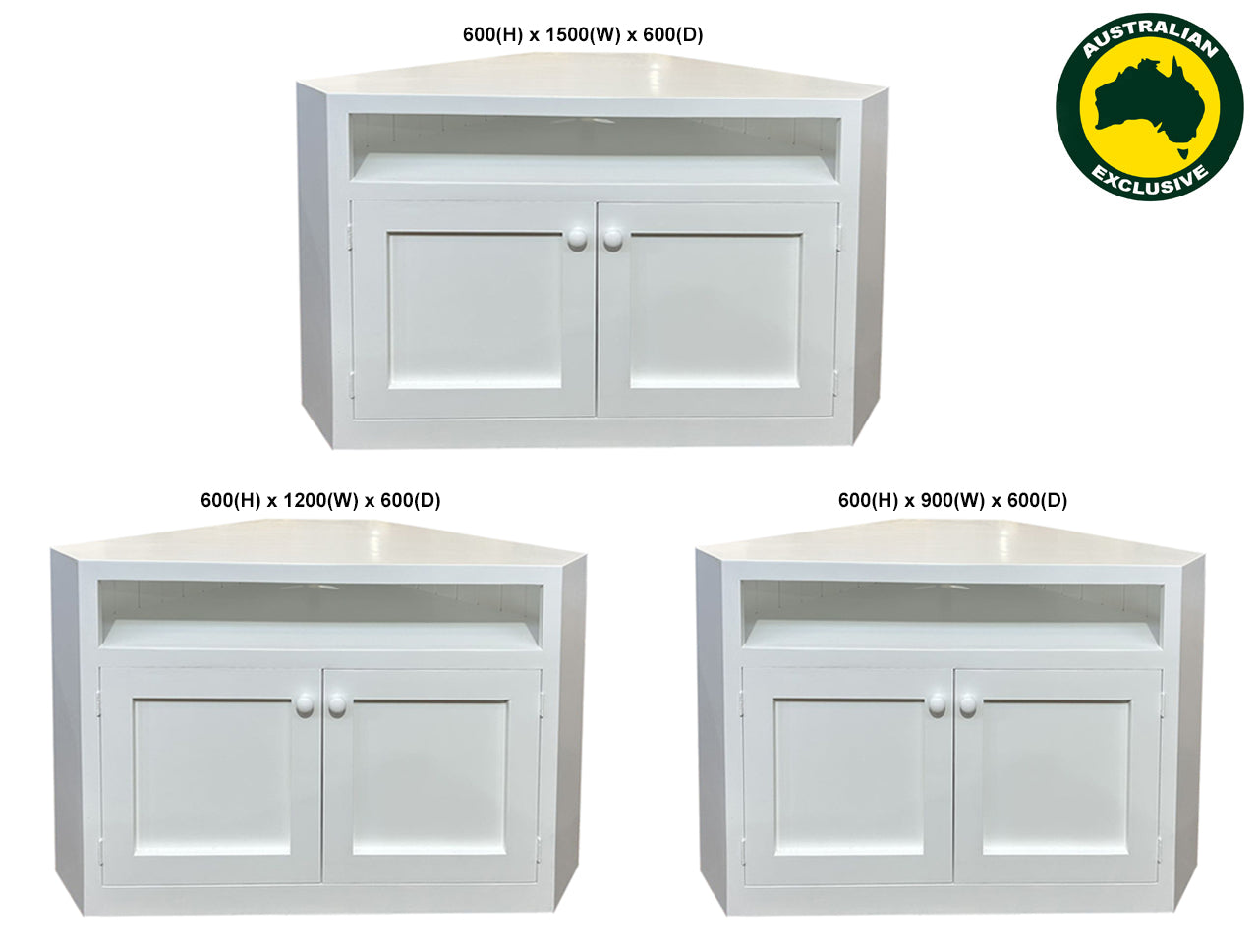 CLAUDE (AUSSIE MADE) CORNER TV STAND COLLECTION  - ASSORTED PAINTED COLOURS - STARTING FROM $799