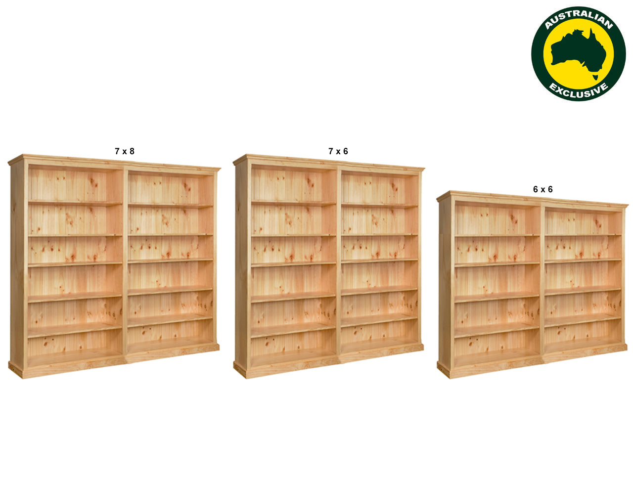 COLONIAL (AUSSIE MADE) BOOKCASE PIGEON PAIRED COLLECTION - ASSORTED STAINED COLOURS - STARTING FROM $1299