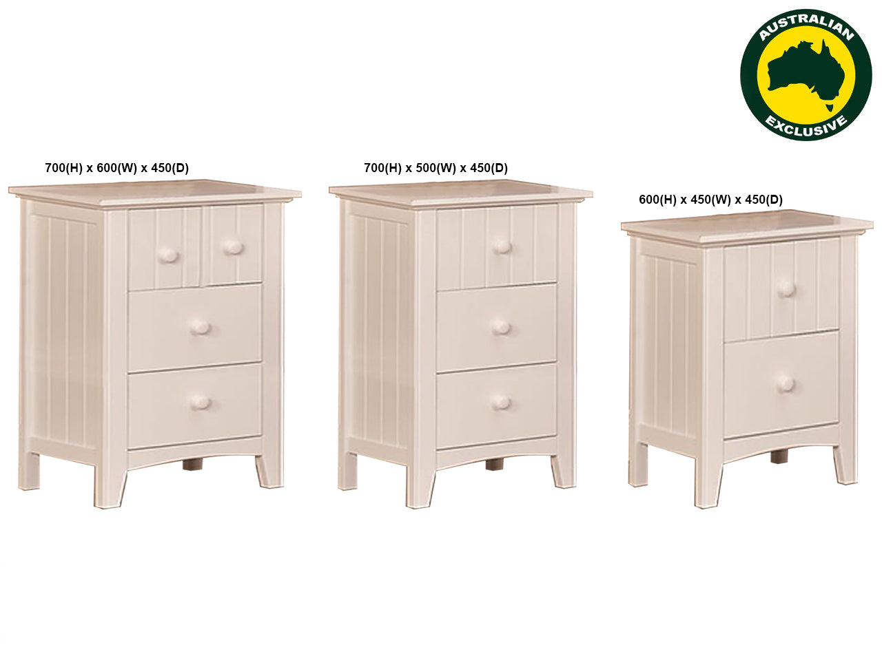 CORBIN (AUSSIE MADE) BEDSIDE TABLE COLLECTION - ASSORTED PAINTED COLOURS - STARTING FROM $399