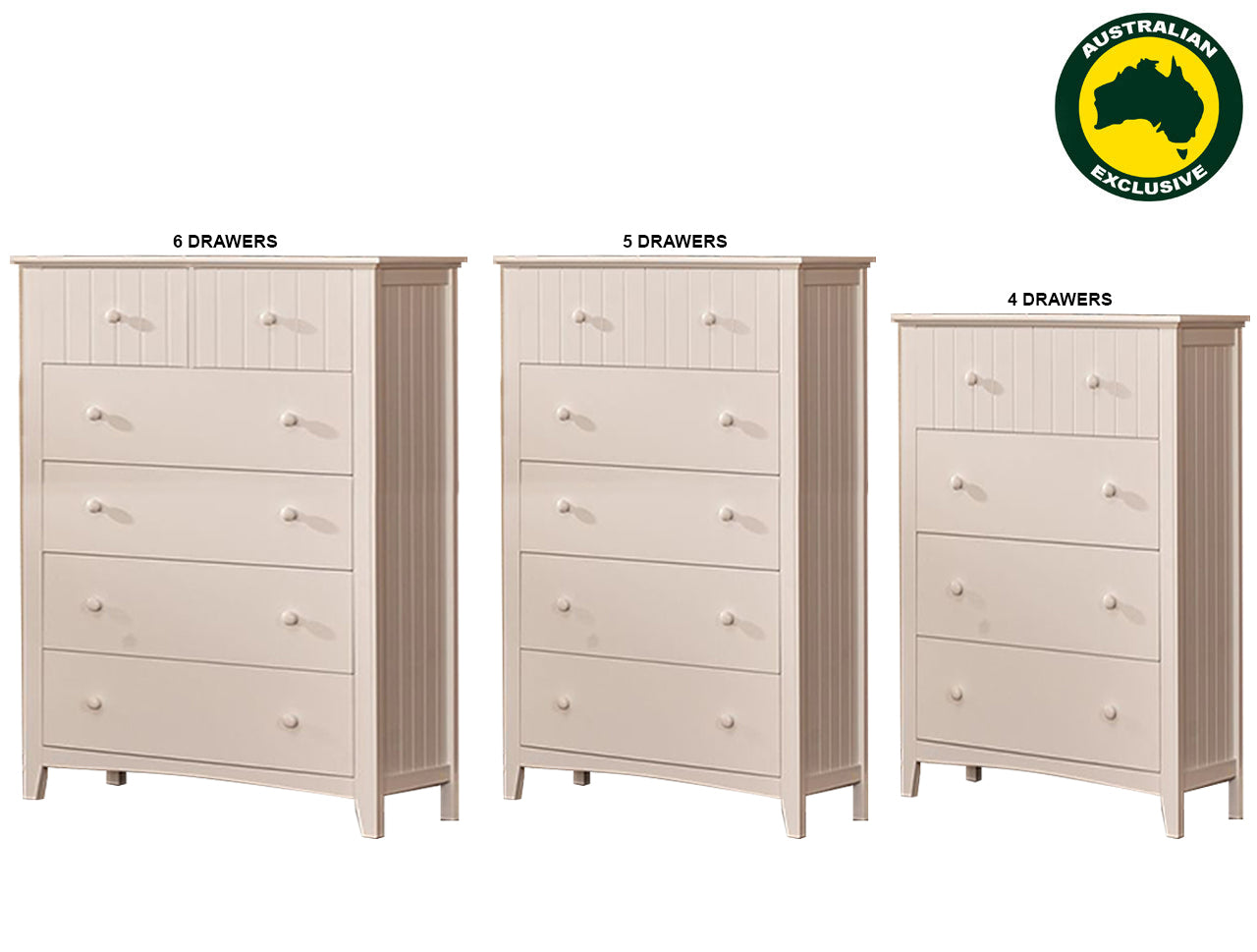 CORBIN (AUSSIE MADE) TALLBOY COLLECTION - ASSORTED PAINTED COLOURS - STARTING FROM $1099