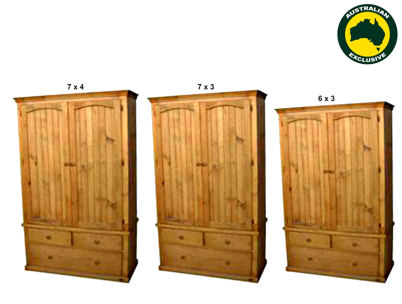 COTTAGE (AUSSIE MADE) 2 PIECE WARDROBE WITH BLANKET DRAWER COLLECTION - ASSORTED STAINED COLOURS - STARTING FROM $1099