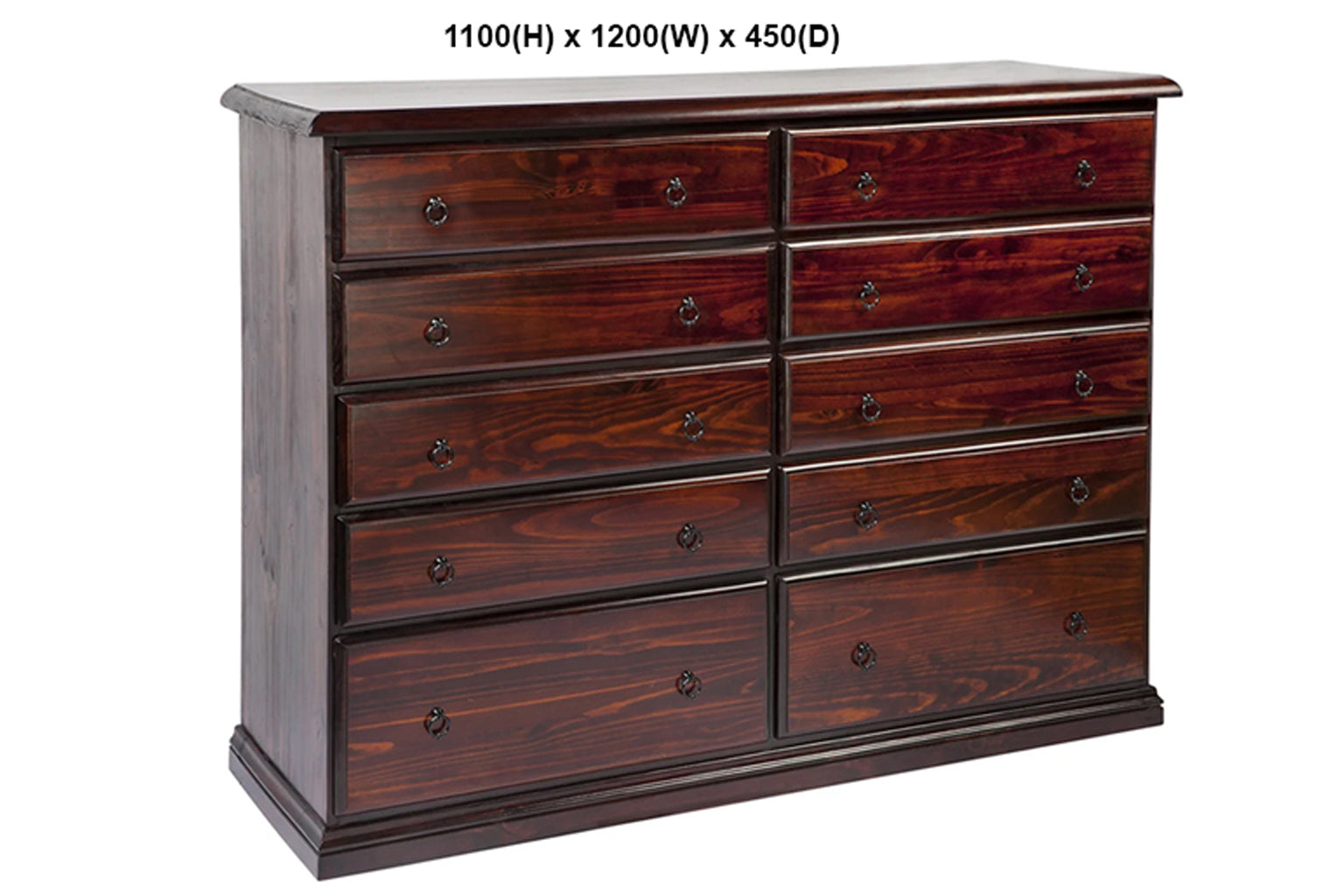CRONULLA (AUSSIE MADE) 10 DRAWER CHEST COLLECTION - ASSORTED STAINED COLOURS - STARTING FROM $1299