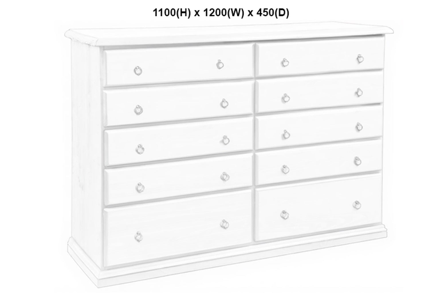 CRONULLA (AUSSIE MADE) 10 DRAWER CHEST COLLECTION - ASSORTED PAINTED COLOURS - STARTING FROM $1699