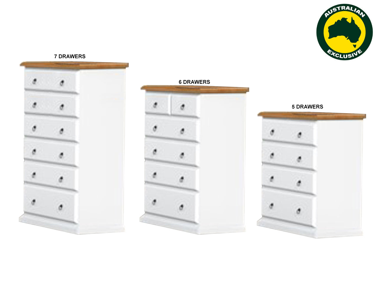 CRONULLA (AUSSIE MADE) TALLBOY COLLECTION - ASSORTED PAINTED / STAINED COLOURS - STARTING FROM $1199