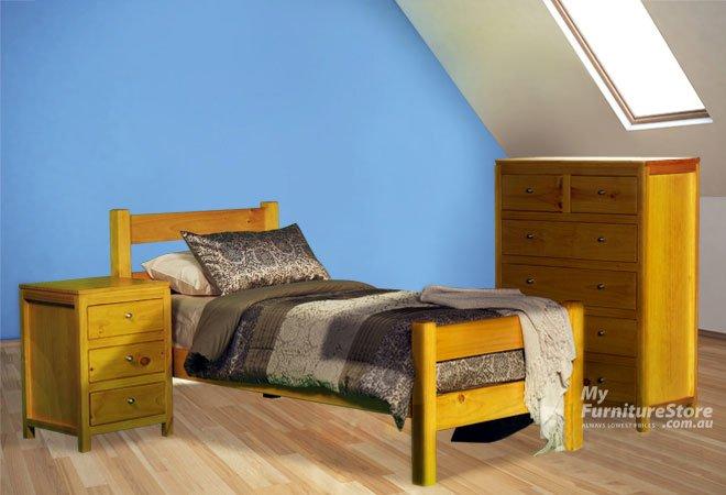 CHUNKY (AUSSIE MADE) SINGLE OR KING SINGLE 3 PIECE BEDROOM SUITE - ASSORTED COLOURS