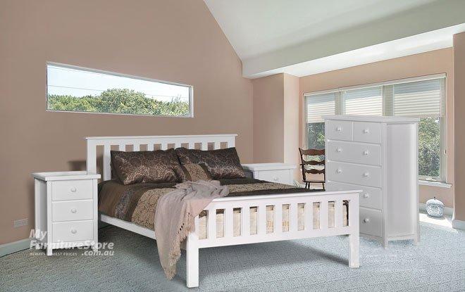 QUEEN CRONULLA / FEDERATION (AUSSIE MADE) BED WITH MATCHING FOOT END - WHITE
