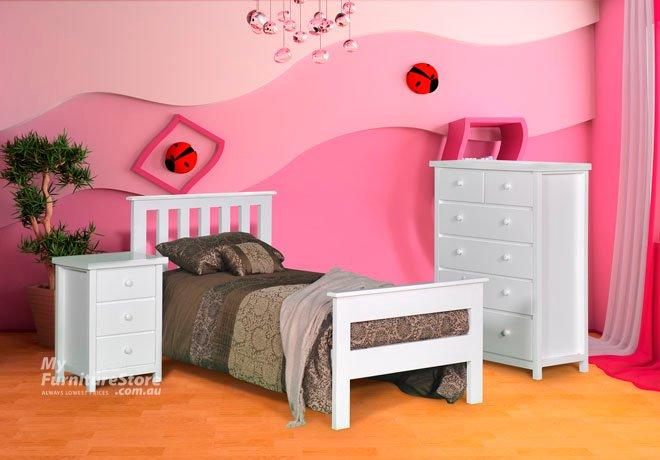 CRONULLA / FEDERATION (AUSSIE MADE) WITH 2 RAIL FOOT END SINGLE OR KING SINGLE 3 PIECE BEDROOM SUITE - ASSORTED COLOURS