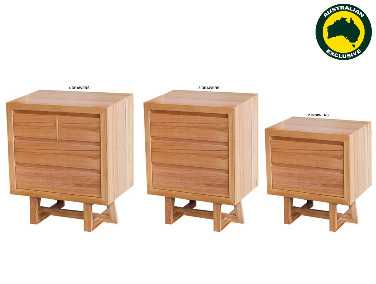 DANTE (AUSSIE MADE) BEDSIDE TABLE COLLECTION - TASSIE OAK COMBINATION - ASSORTED STAINED COLOURS - STARTING FROM $599