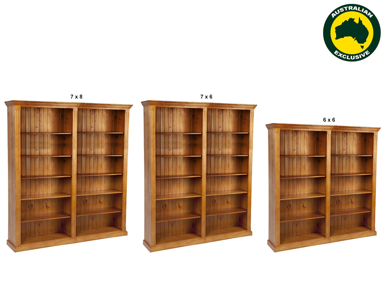 FEDERATION (AUSSIE MADE) BOOKCASE WITH TWIN LINES COLLECTION - ASSORTED STAINED COLOURS - STARTING FROM $1399