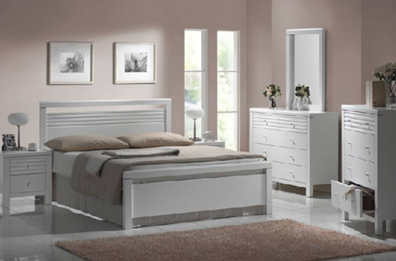 DOUBLE OR QUEEN DALLAS (AUSSIE MADE) 5 PIECE (DRESSER) BEDROOM SUITE - ASSORTED PAINTED COLOURS