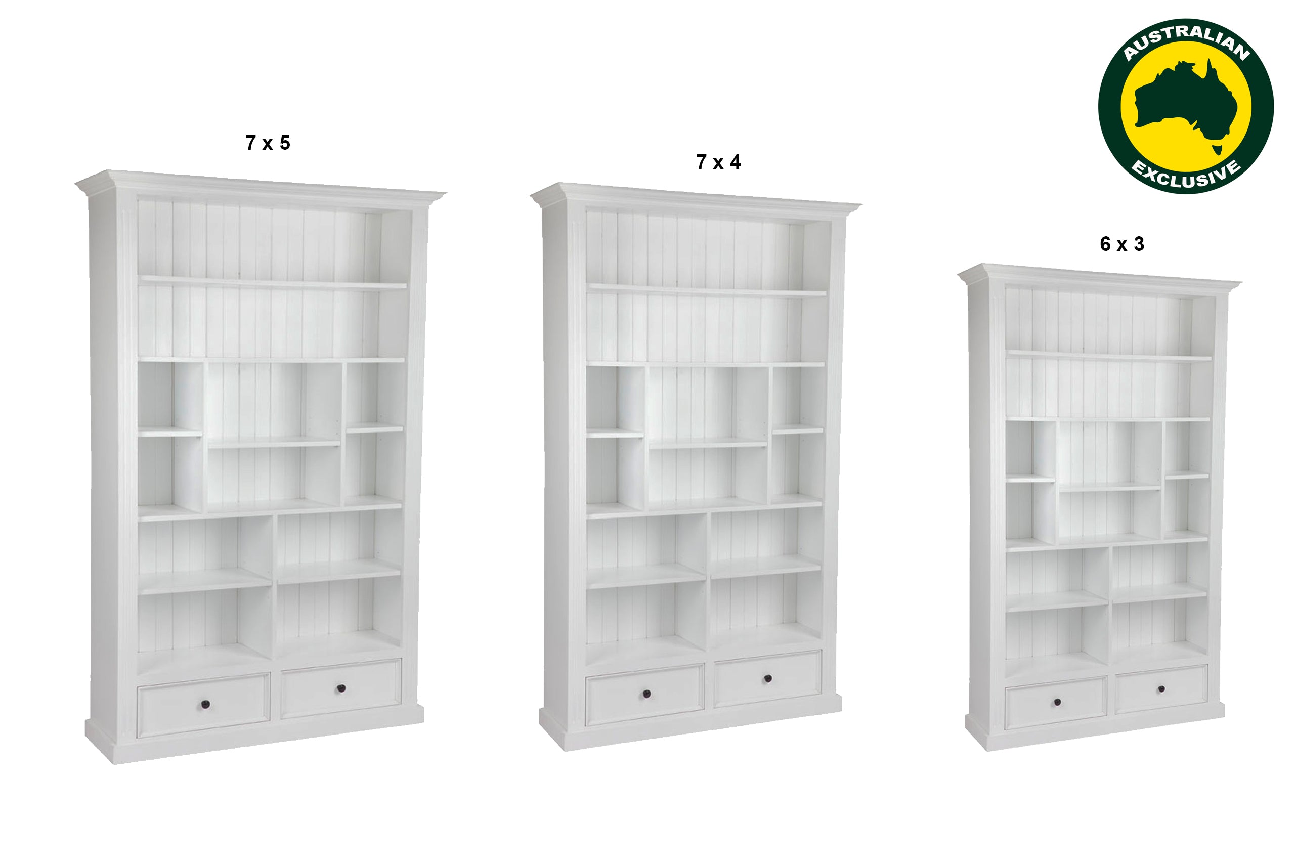 HERALDY (AUSSIE MADE) HIGHLINE BOOKCASE COLLECTION - ASSORTED PAINTED COLOURS - STARTING FROM $699