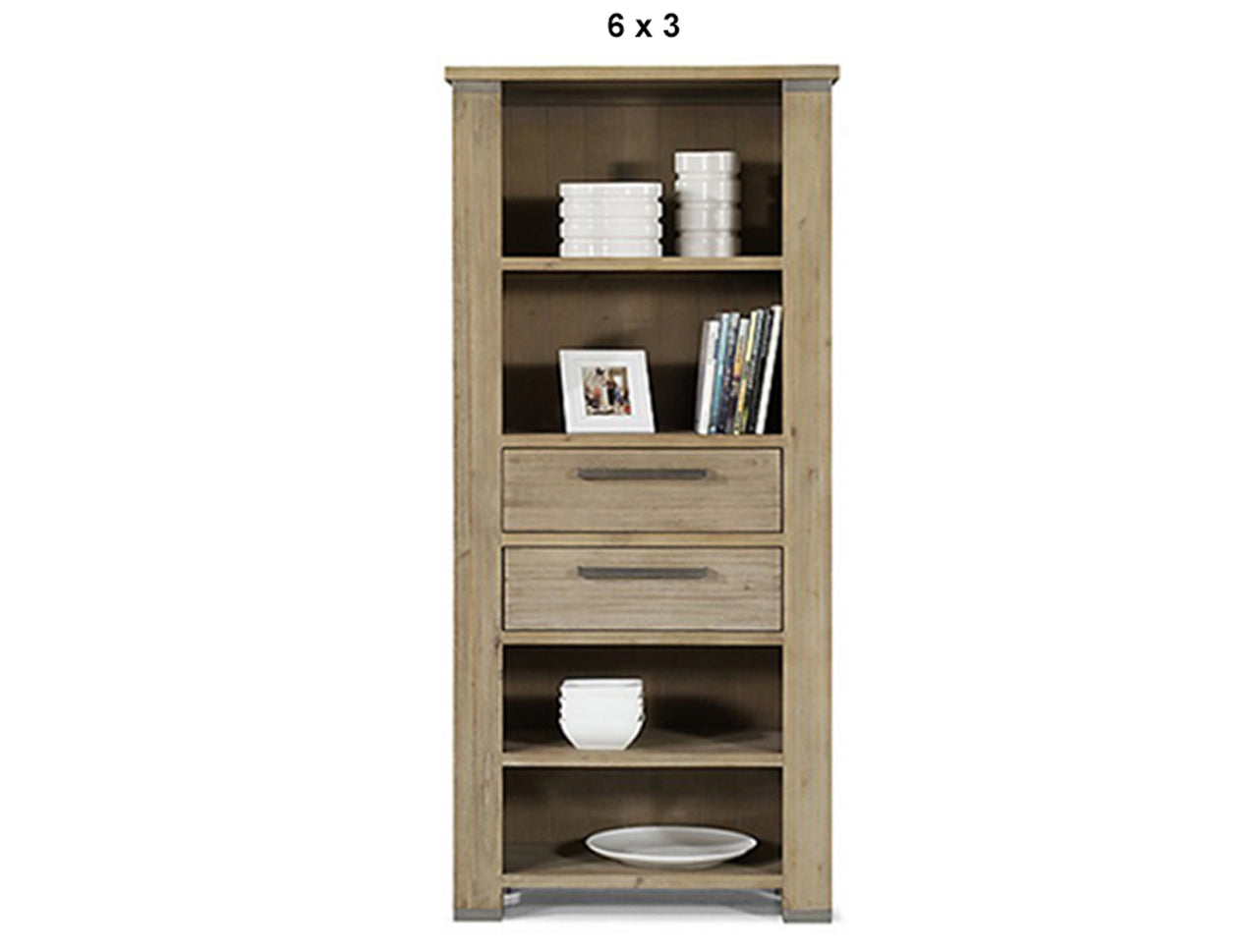 INTRO (AUSSIE MADE) HIGHLINE BOOKCASE WITH 2 DRAWER / NICHES - ASSORTED STAINED COLOURS - STARTING FROM $899