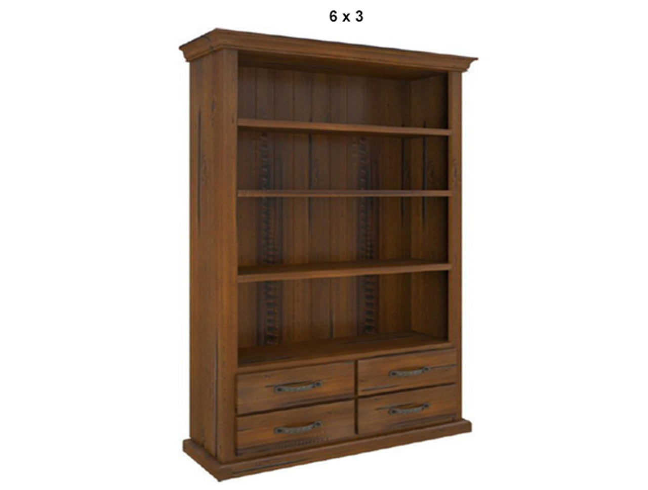 JAMAICA (AUSSIE MADE) BOOKCASE WITH 4 DRAWERS AND SHELVES COLLECTION - ASSORTED STAINED COLOURS - STARTING FROM $899