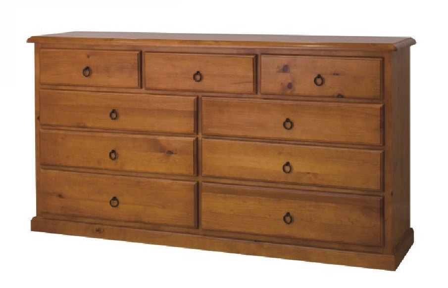 CRONULLA (AUSSIE MADE) 9 DRAWER LOWBOY CHEST - 950(H) x 1800(W) - ASSORTED COLOURS