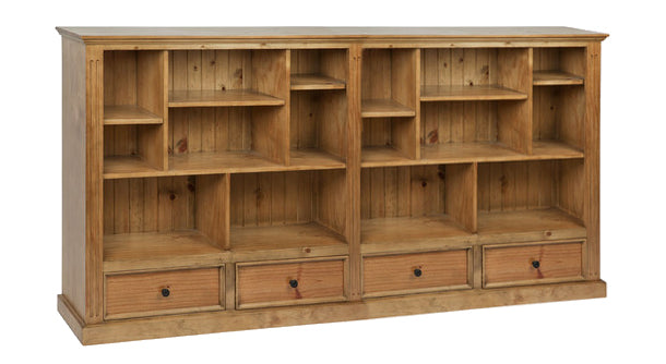 HERALDY (AUSSIE MADE) LOWLINE WITH 4 DRAWERS - 1200(H) x 2400(W) (2 SECTION) PIGEON PAIRED BOOKCASE - ASSORTED COLOURS