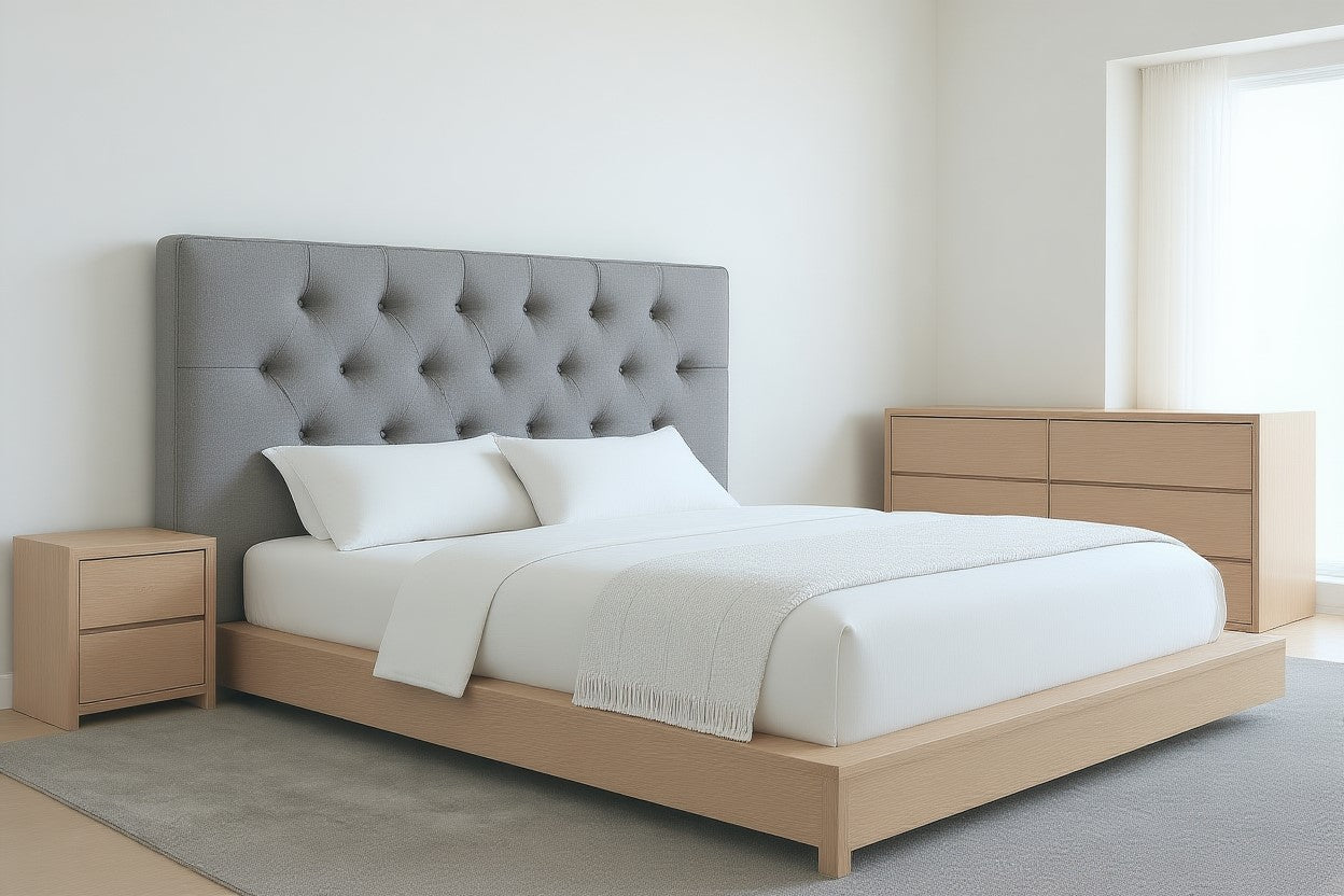 AVALON (AUSSIE MADE) FABRIC WITH TIMBER BEDROOM COLLECTION - ASSORTED STAINED COLOURS