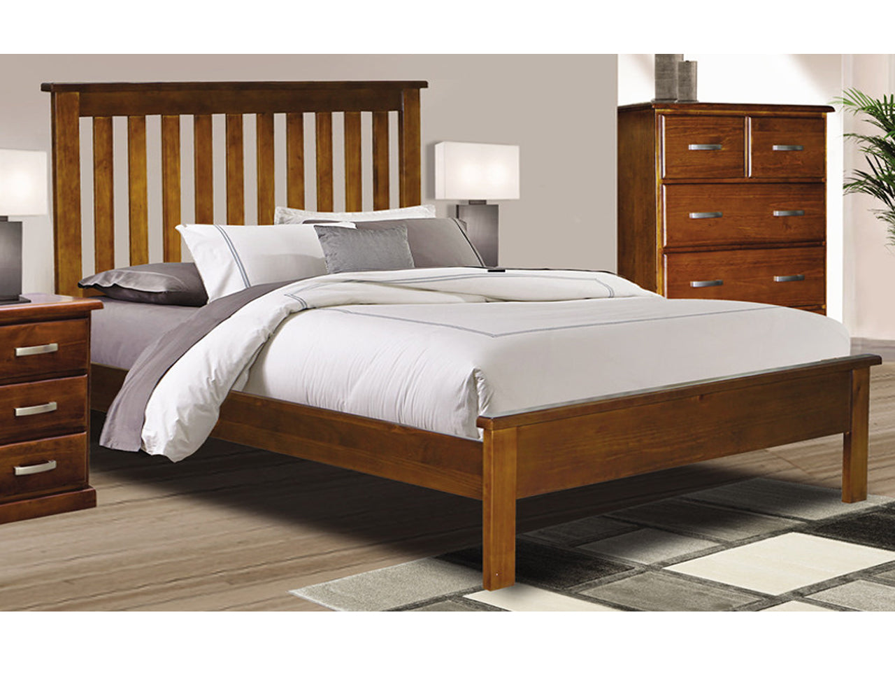 KING XAVIAN (AUSSIE MADE) TIMBER BED FRAME - ASSORTED STAINED COLLECTION