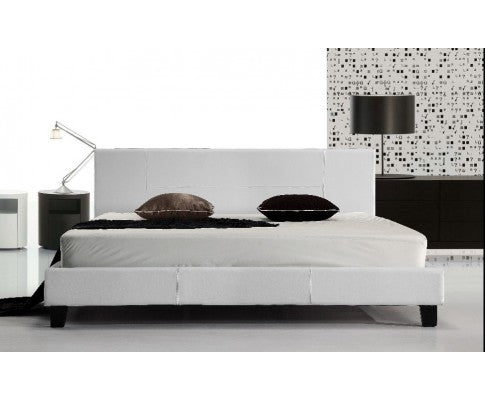 LEXUS  KING LEATHERETTE BED FRAME  -WHITE