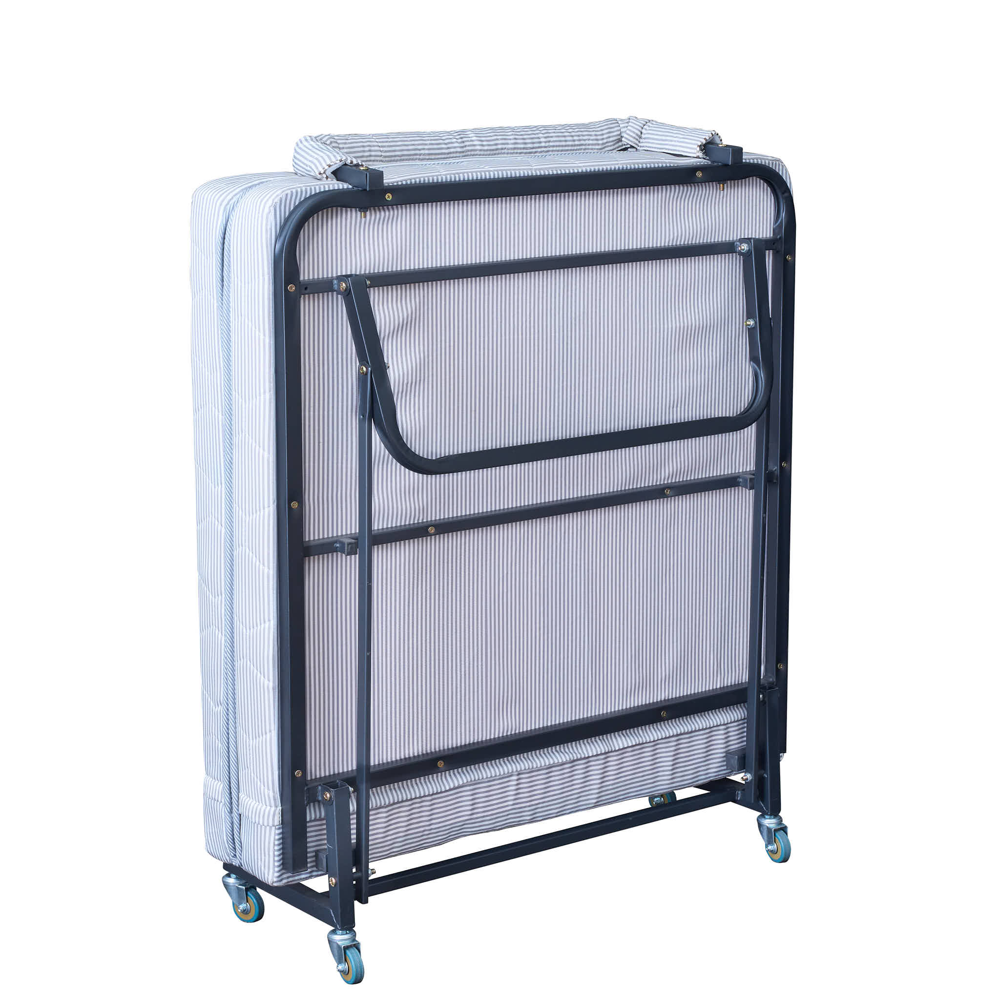 SINGLE FREDDY FOLDING BED INCLUDING 100MM HIGH DENSITY MATTRESS (MODEL-LZ-B105) INCLUDING MATTRESS PROTECTOR (AUSSIE MADE) & PILLOW (AUSSIE MADE) VALUED @ $150 - BLACK