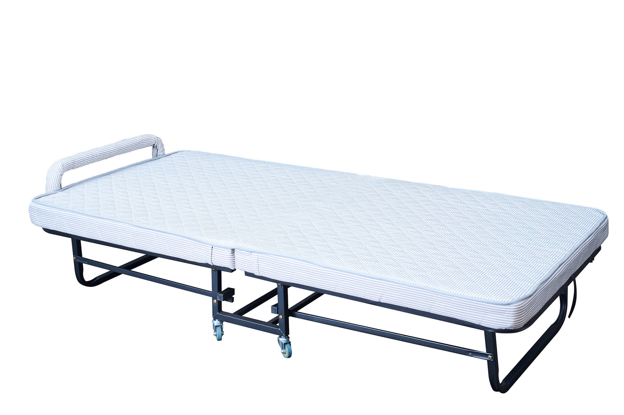SINGLE FREDDY FOLDING BED INCLUDING 100MM HIGH DENSITY MATTRESS (MODEL-LZ-B105) INCLUDING MATTRESS PROTECTOR (AUSSIE MADE) & PILLOW (AUSSIE MADE) VALUED @ $150 - BLACK