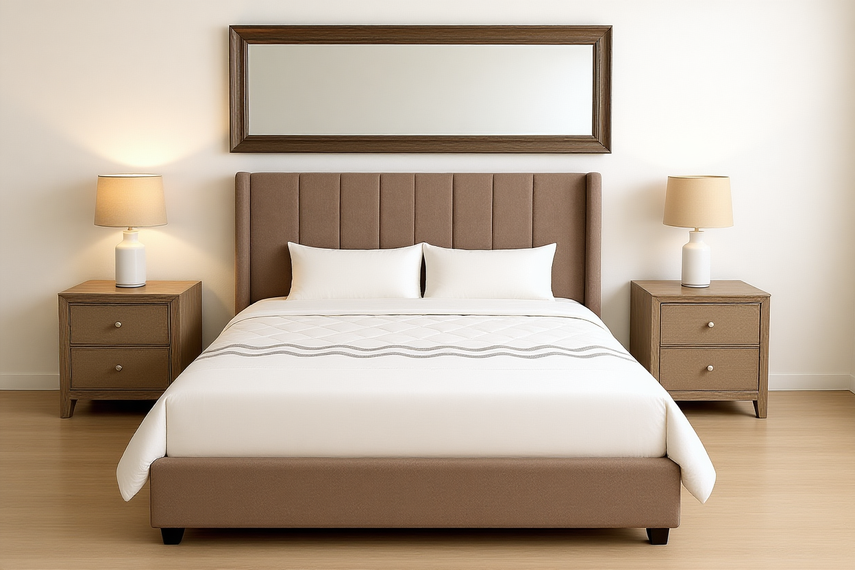 POEME (AUSSIE MADE) UPHOLSTERED BEDROOM COLLECTION - ASSORTED FABRICS AND COLOURS - STARTING FROM $2499