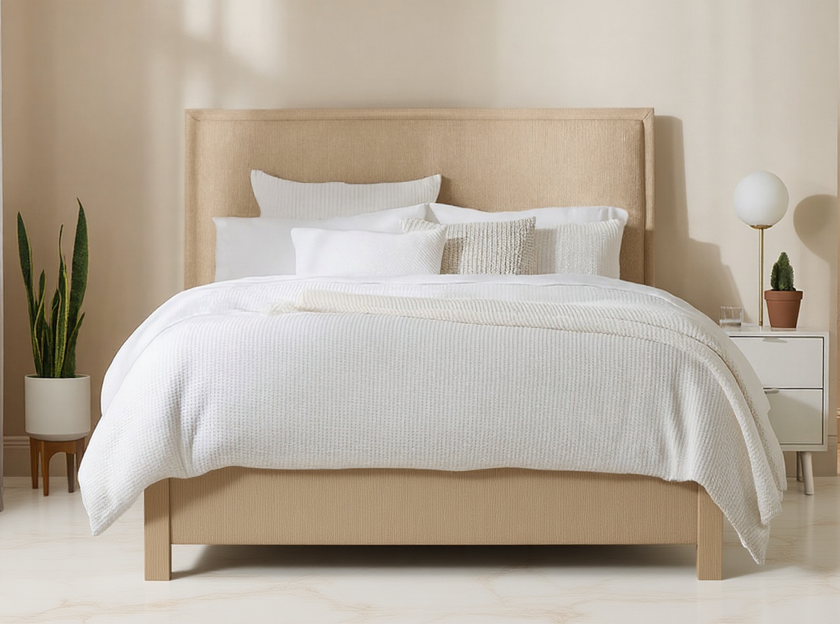 ALTITUDE FRAMED (AUSSIE MADE) UPHOLSTERED HEAD WITH TIMBER FOOT BEDROOM COLLECTION - ASSORTED FABRICS AND COLOURS - STARTING FROM $699