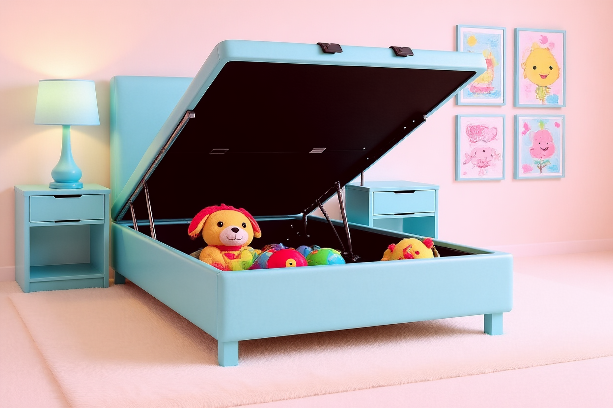 ENCORE (AUSSIE MADE) KIDS ENSEMBLE BASE WITH GASLIFT UNDERBED STORAGE COLLECTION - ASSORTED FABRICS AND COLOURS - STARTING FROM $1199