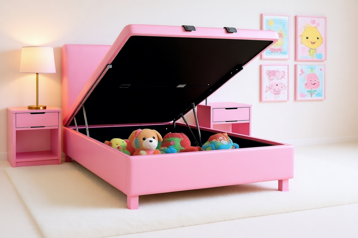 ENCORE (AUSSIE MADE) KIDS ENSEMBLE BASE WITH GASLIFT UNDERBED STORAGE COLLECTION - ASSORTED FABRICS AND COLOURS - STARTING FROM $1199