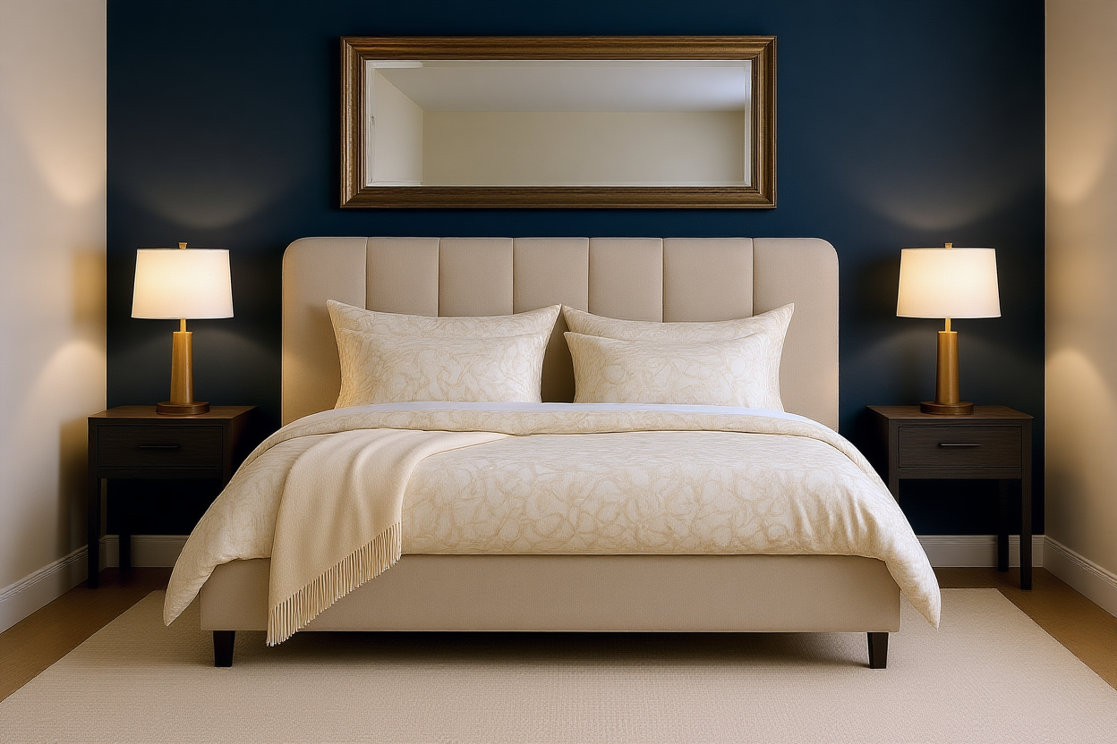 JULES (AUSSIE MADE) UPHOLSTERED BEDROOM COLLECTION WITH MAJESTIC BASE  - ASSORTED FABRICS AND COLOURS - STARTING FROM $599