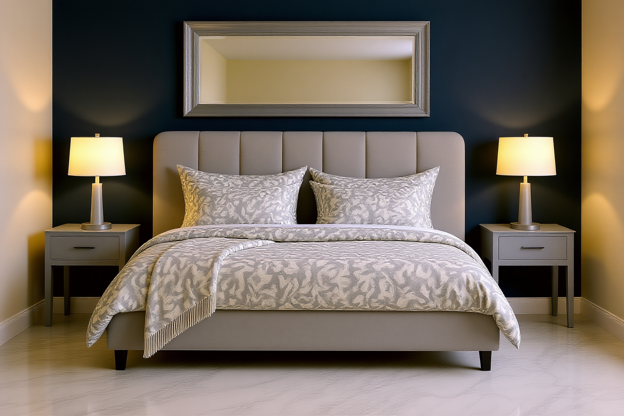 JULES (AUSSIE MADE) UPHOLSTERED BEDROOM COLLECTION WITH MAJESTIC BASE  - ASSORTED FABRICS AND COLOURS - STARTING FROM $599