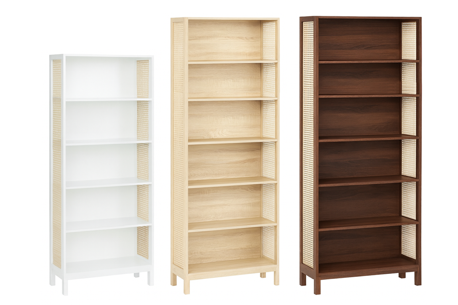 COOPER (AUSSIE MADE) RATTAN AND TIMBER HIGHLINE BOOKCASE COLLECTION  - ASSORTED STAINED COLOURS - STARTING FROM $799