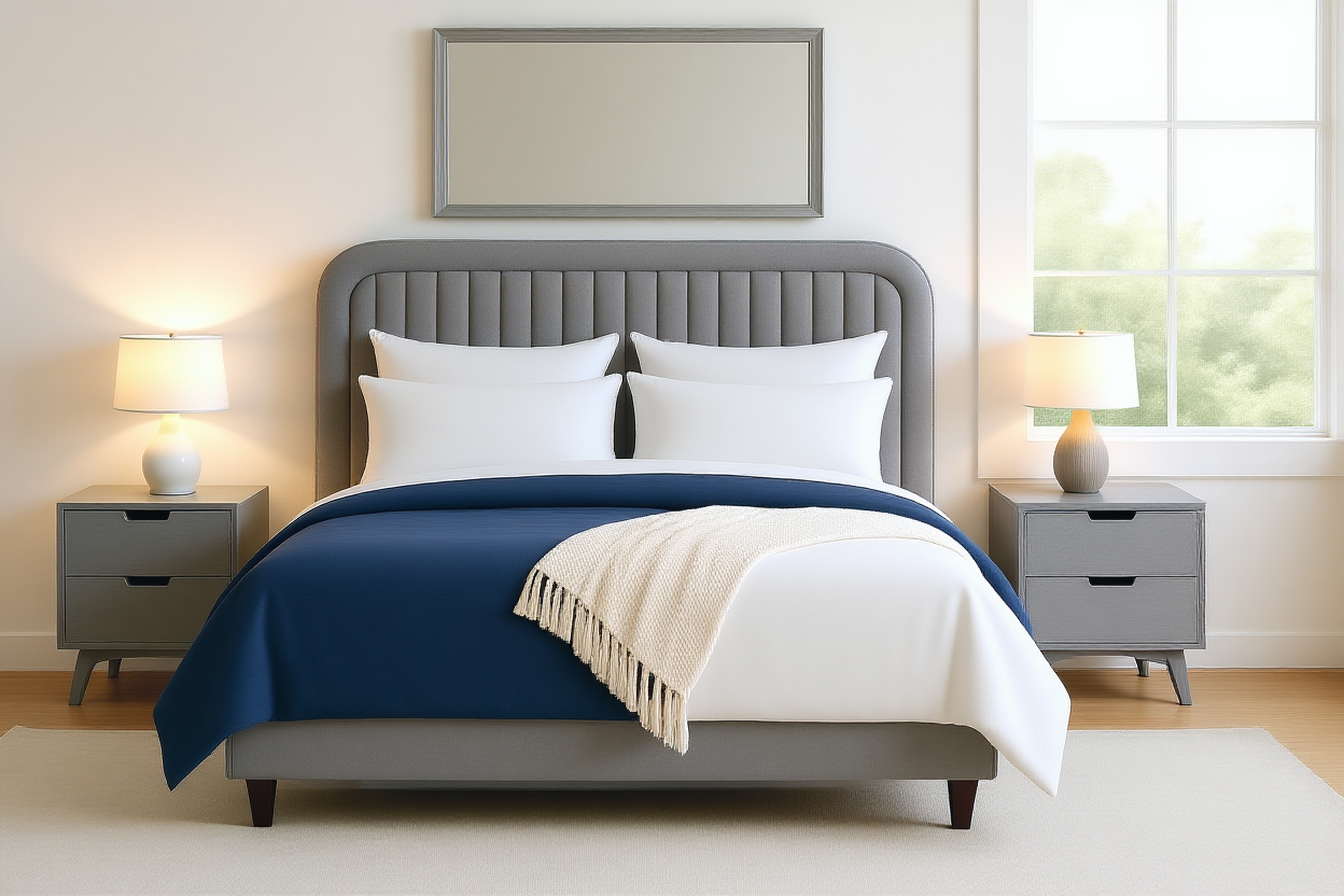 TUCKERED (AUSSIE MADE) UPHOLSTERED BEDROOM COLLECTION – ASSORTED FABRICS & COLOURS - STARTING FROM $399