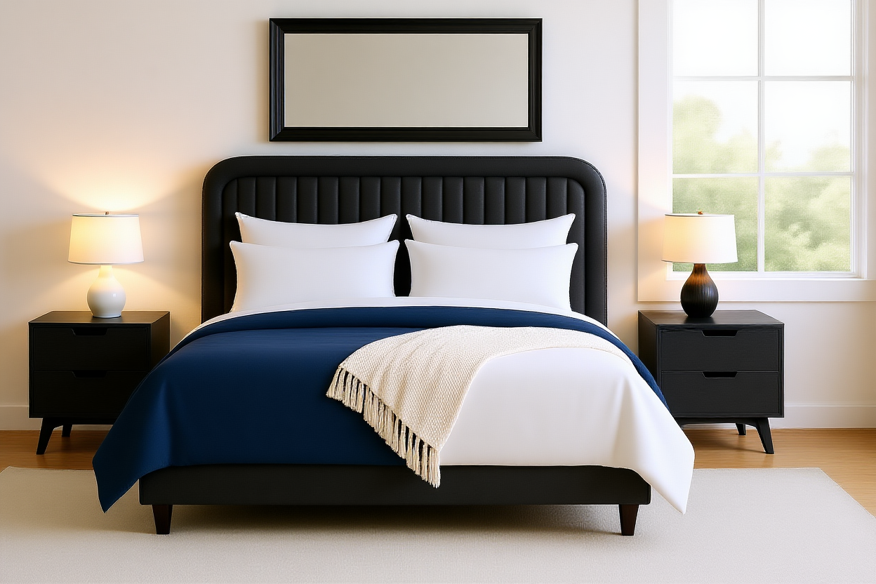 TUCKERED (AUSSIE MADE) UPHOLSTERED BEDROOM COLLECTION – ASSORTED FABRICS & COLOURS - STARTING FROM $399