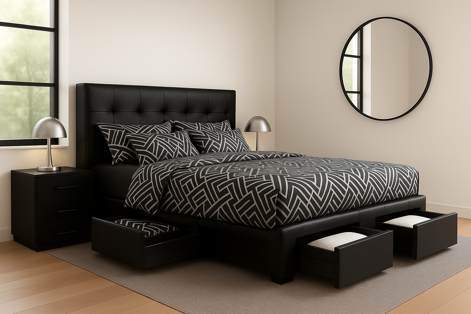 JESSICA (AUSSIE MADE) UPHOLSTERED BEDROOM COLLECTION WITH STORAGE – ASSORTED FABRICS & COLOURS - STARTING FROM $799