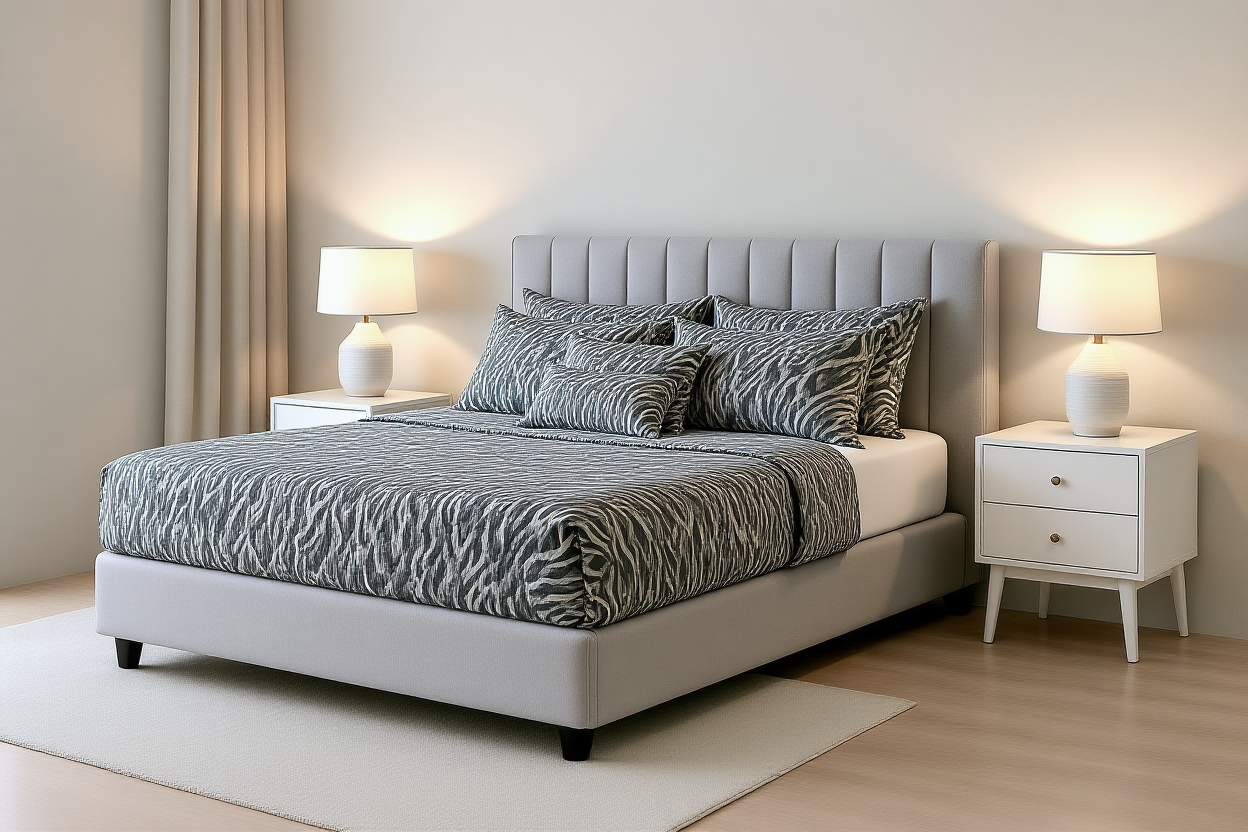 WATERFALL (AUSSIE MADE) UPHOLSTERED BEDROOM COLLECTION WITH MAJESTIC HIGH BASE  - ASSORTED FABRICS AND COLOURS - STARTING FROM $699