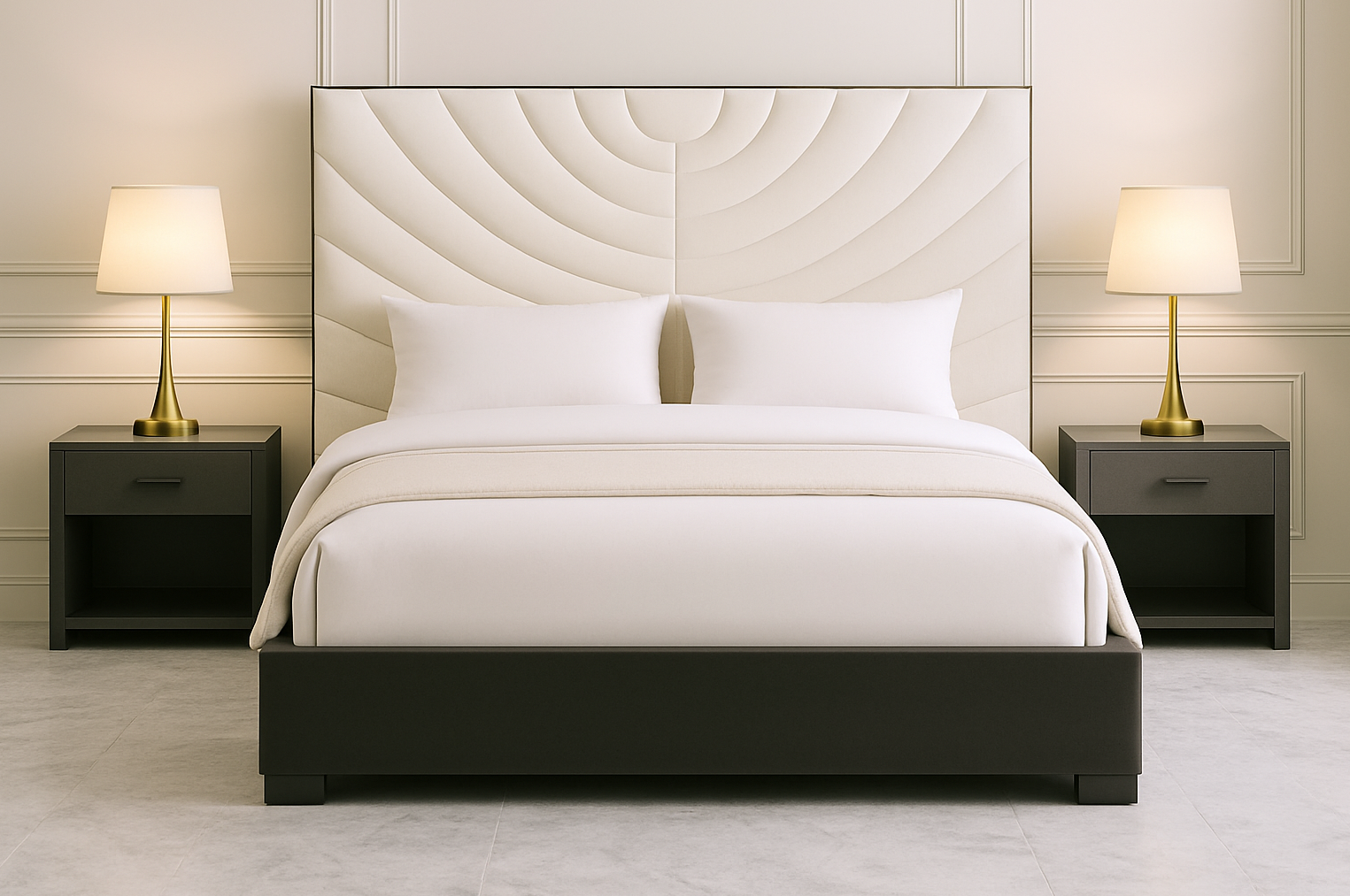 SADDLE (AUSSIE MADE) SQUARE UPHOLSTERED BEDROOM COLLECTION – ASSORTED FABRICS & COLOURS - STARTING FROM $799