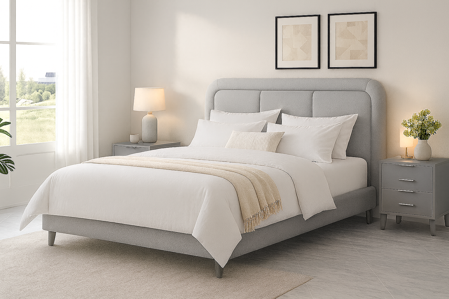 SPIRAL (AUSSIE MADE) UPHOLSTERED BEDROOM COLLECTION - ASSORTED FABRICS AND COLOURS - STARTING FROM $699