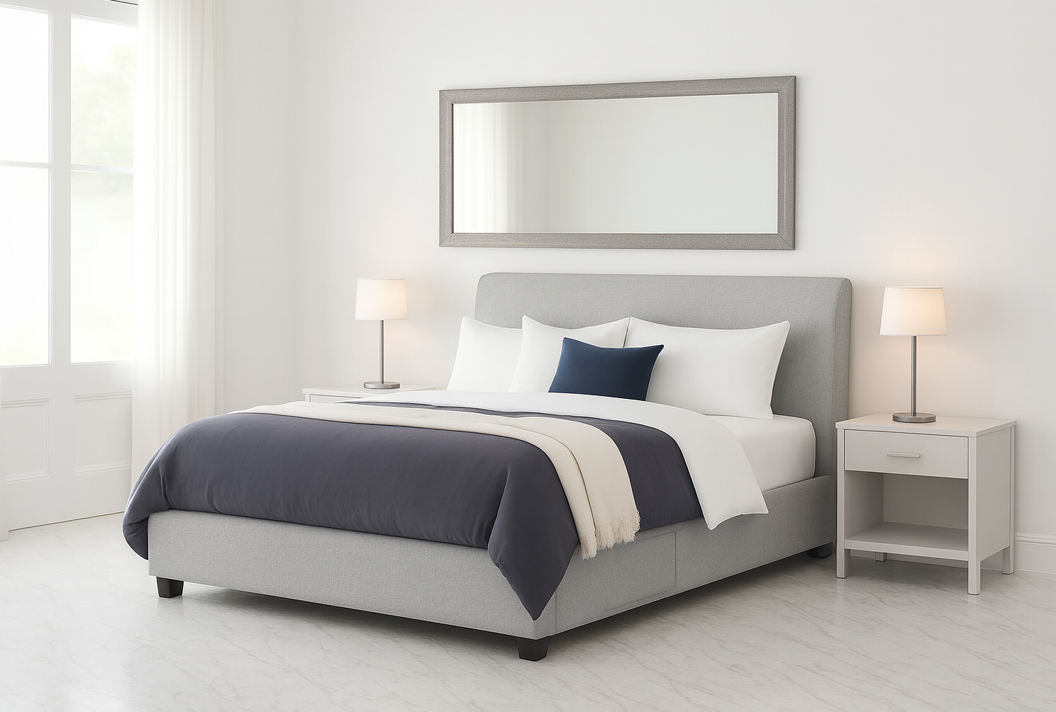 TAILOR (AUSSIE MADE) UPHOLSTERED BEDROOM COLLECTION - ASSORTED FABRICS AND COLOURS - STARTING FROM $699