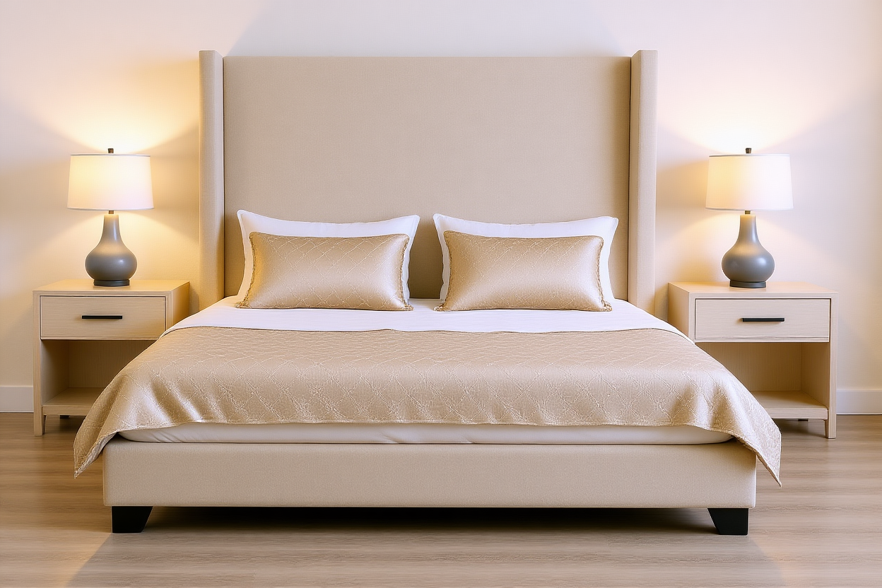 TITAN (AUSSIE MADE) UPHOLSTERED BEDROOM COLLECTION - ASSORTED FABRICS AND COLOURS - STARTING FROM $699