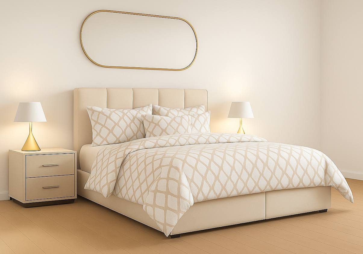 TOSCANO (AUSSIE MADE) UPHOLSTERED BEDROOM COLLECTION WITH 2 FRONT OR SIDE DRAWERS - ASSORTED FABRICS AND COLOURS - STARTING FROM $799