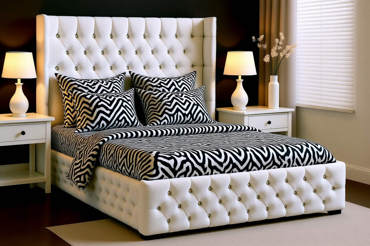 JULIETTE (AUSSIE MADE) UPHOLSTERED CHESTERFIELD WITH WINGS BEDFRAME BEDROOM COLLECTION – ASSORTED FABRICS & COLOURS - STARTING FROM $2999