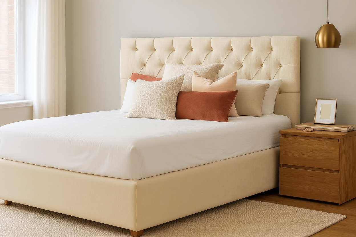 HILTON (AUSSIE MADE) UPHOLSTERED BEDROOM COLLECTION - ASSORTED FABRICS AND COLOURS - STARTING FROM $999